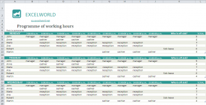 Excel template for employee working hours